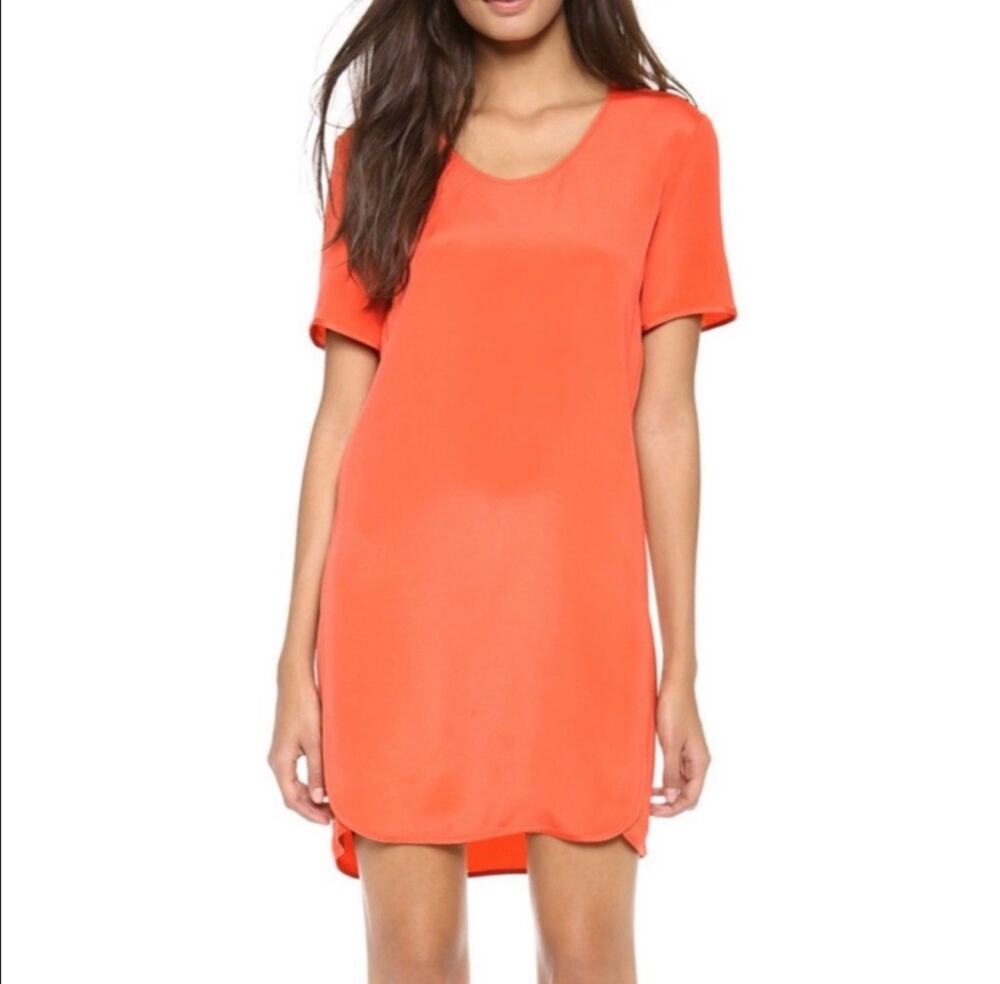 THEORY Coral Shift Mini Dress Lightweight Flowy Size 6